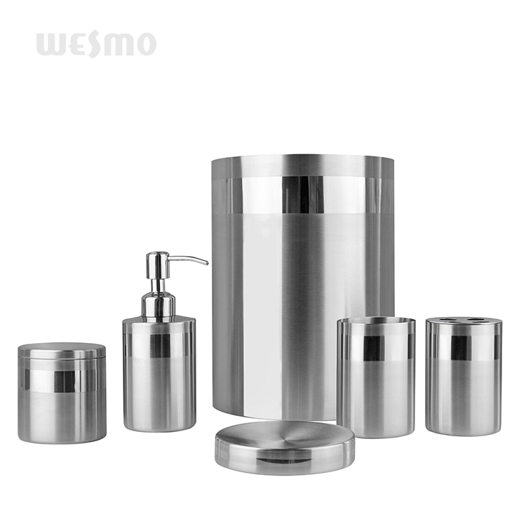 Modern 5 pcs stainless steel bath accessories soap dispenser bathroom set